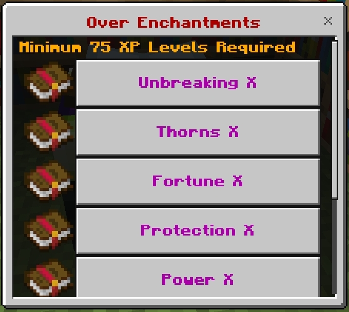 Over Enchantments Menu
