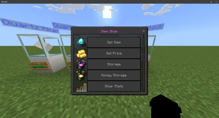 New Shop Menu: Screenshot