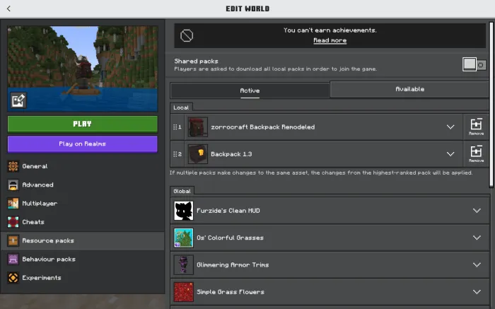Texture Pack on top