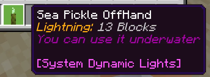 Sea Pickle Lighting Info