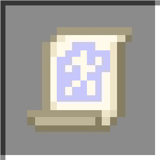Scroll icon with magical symbol.