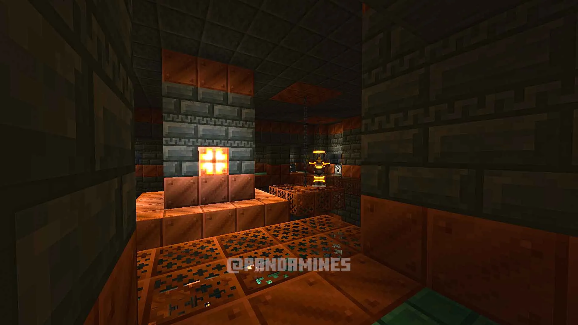 Glowing armor stand in a dark room.