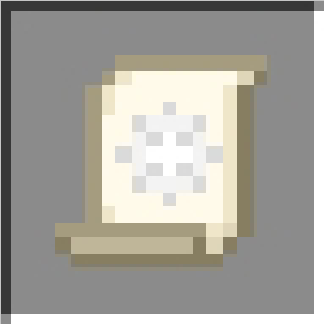 Pixelated scroll icon with a symbol.