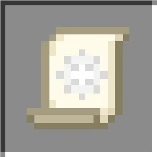 Pixelated scroll icon with a symbol.