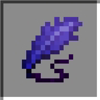 Pixelated magical feather item.