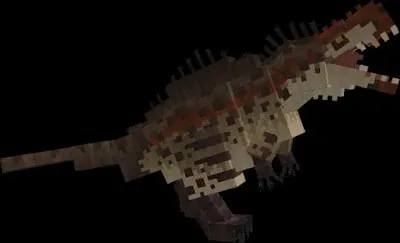 Pixelated dinosaur with open mouth