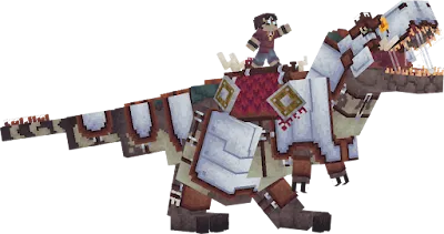 Blocky armored dinosaur with rider
