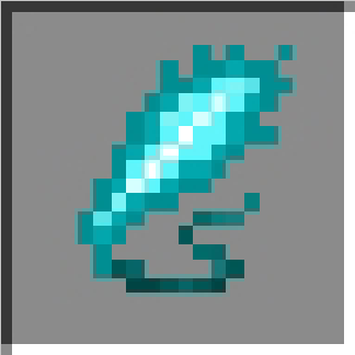Pixelated turquoise feather icon.
