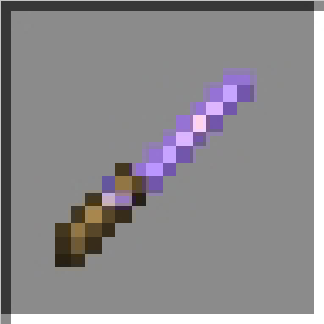 Purple pixelated sword icon.