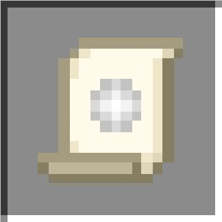 Pixelated magic scroll icon.