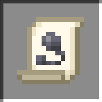 Pixelated magic scroll icon.