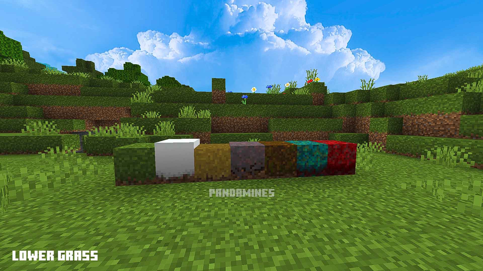 Colorful grass textures on a block.