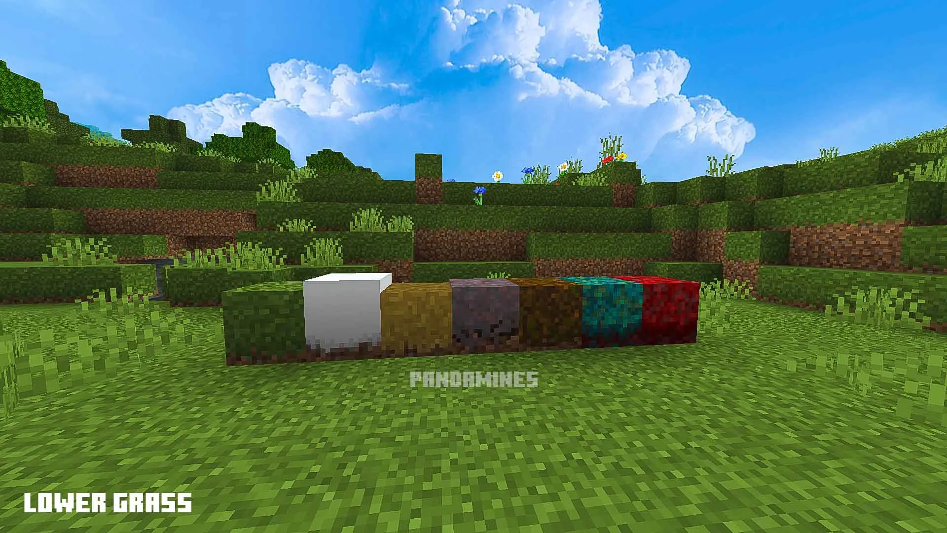 Colorful grass textures on a block.