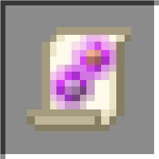Pixelated magic spell scroll icon.