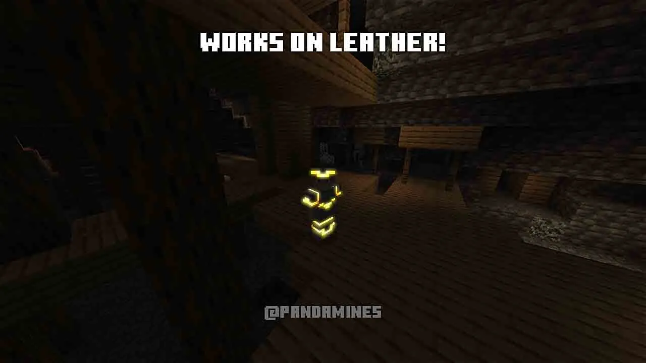 Glowing armor trims in dark setting.