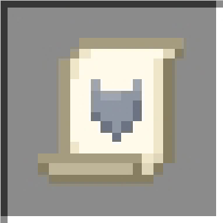 Pixelated magic scroll icon.