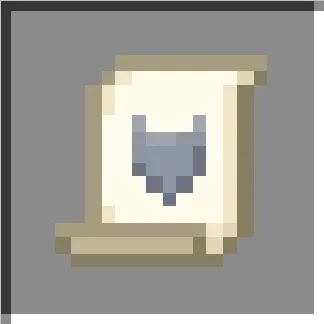 Pixelated magic scroll icon.
