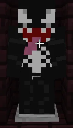 Blocky black suit with white spider emblem