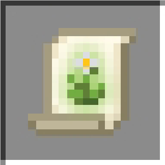 Scroll with magical plant illustration.