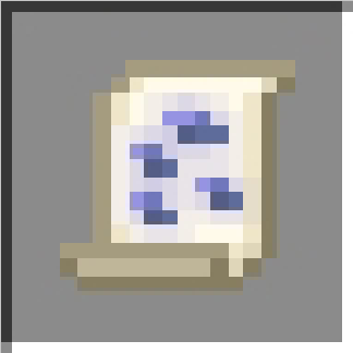 Scroll with blue symbols.