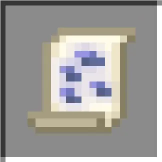 Scroll with blue symbols.