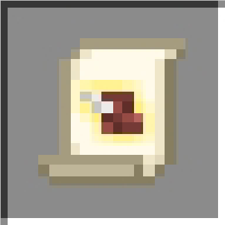 Pixelated magical scroll icon.