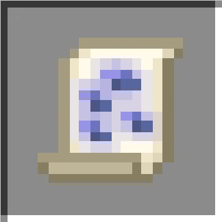 Scroll with blue symbols on it.