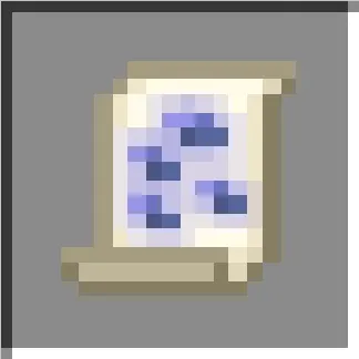 Scroll with blue symbols on it.