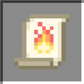 Scroll with a fire spell icon.