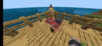 Table with raw meat and tools on a deck