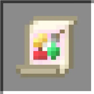 Pixelated magic spell scroll icon.