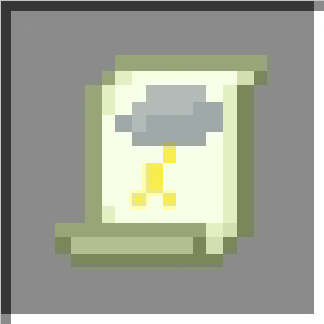 Pixelated scroll icon with a cloud.