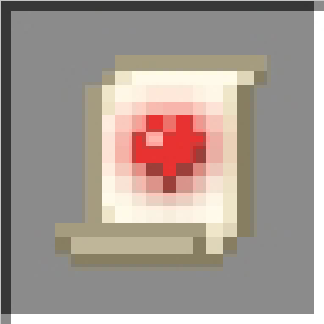 Scroll with a red heart symbol.