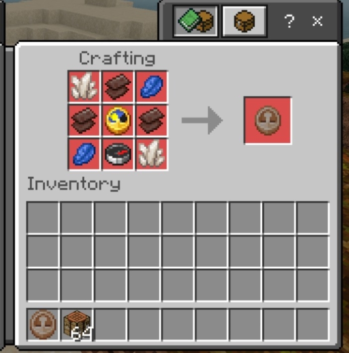 Crafting recipe for teleportation item.