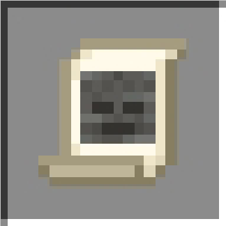 Pixelated magic spell scroll icon.