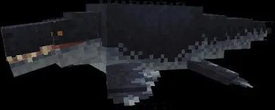 Pixelated aquatic dinosaur with dark scales