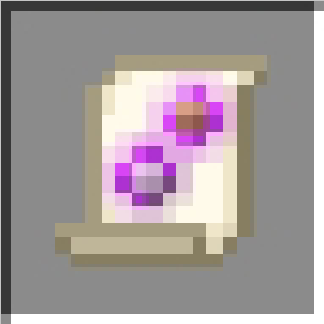 Scroll with purple magical symbols.