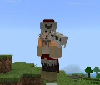 Character in primitive armor with a pet animal
