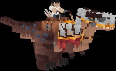 Blocky character riding armored dinosaur