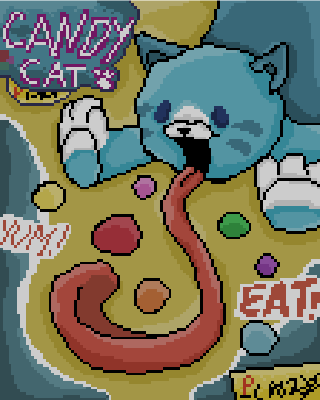 Candy Cat with colorful candies.