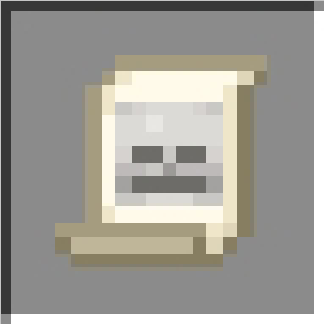 Pixelated scroll icon for magic spells.