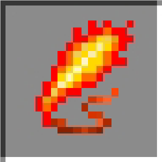 Pixelated fiery spell icon.