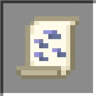 Scroll icon with blue symbols.