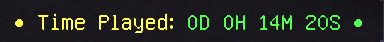 Time played 0D 0H 14M 20S display