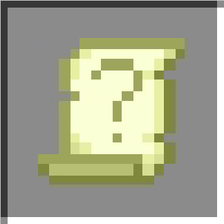 Pixelated scroll with a question mark.