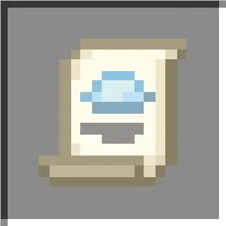 Scroll with blue gem icon.