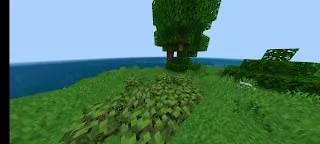 Blocky landscape with tree near water