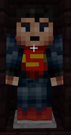 Blocky Superman character in superhero addon