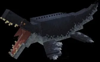 Blocky aquatic dinosaur with open jaws