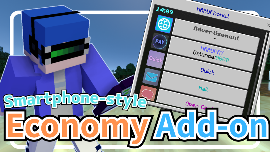 Thumbnail: [Minecraft Bedrock] Economy System Add-on – Trading, Town Building, and Vending Machines